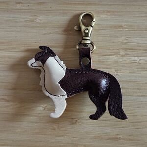 Portland Leather Pepper Bag Charm Keychain in Coldbrew